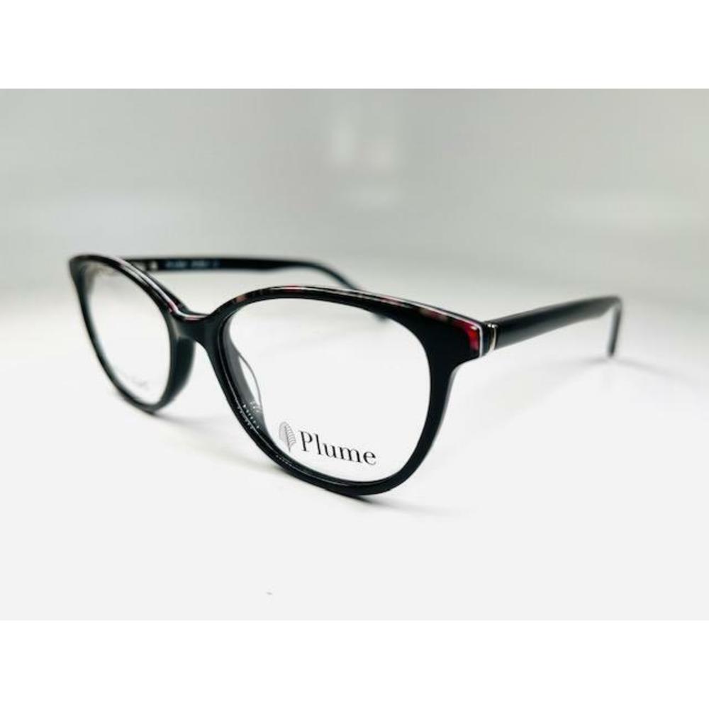 Thin & Light PLUME Black ROBIN Eyeglasses with Colorful Brow Accent 50/16/140